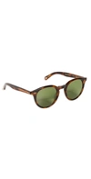 Garrett Leight Sunglasses In Havana/green Solid