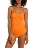 La Blanca Island Goddess Lingerie Mio One-piece Swimsuit In Tangerine