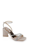 Badgley Mischka Freedom Rhinestone Block-heel Sandals In Pale Gold