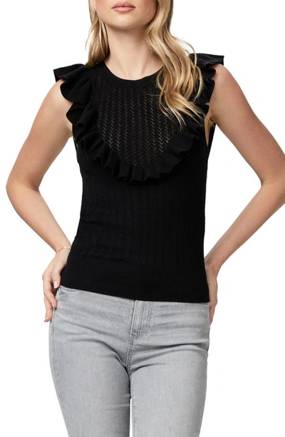 Paige Rosina Sleeveless Ruffle Sweater Top In Black