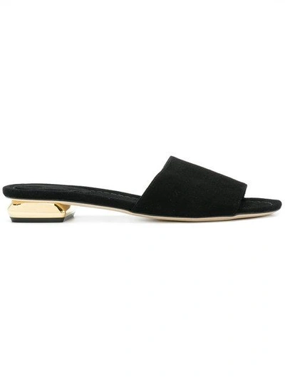 Anna F. Metal Heel Mules - Black