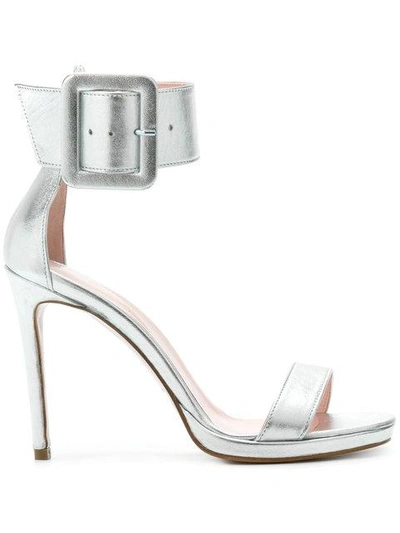 Anna F . Ankle Strap Sandals - Metallic