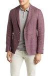 Hugo Boss Hanry Slim Fit Chambray Sport Coat In Dark Red