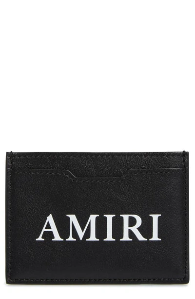 Amiri Logo Leather Card Case In Black