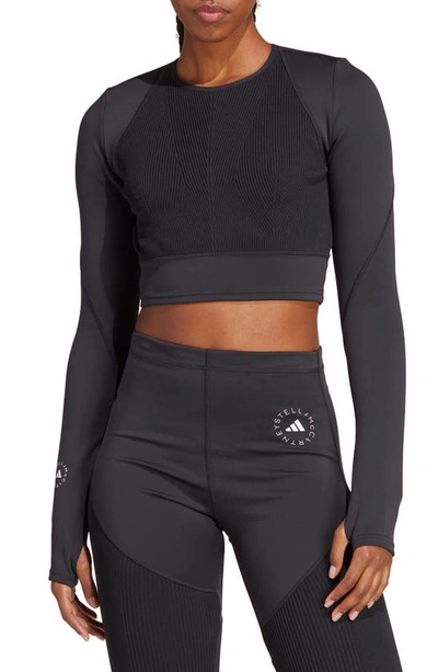Adidas By Stella Mccartney True Strength Yoga Crop Top In Black