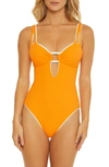 Becca Fine Line One-piece Swimsuit In Orange Burst