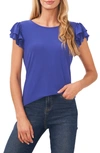 Cece Double Ruffle Knit Top In Mineral Blue