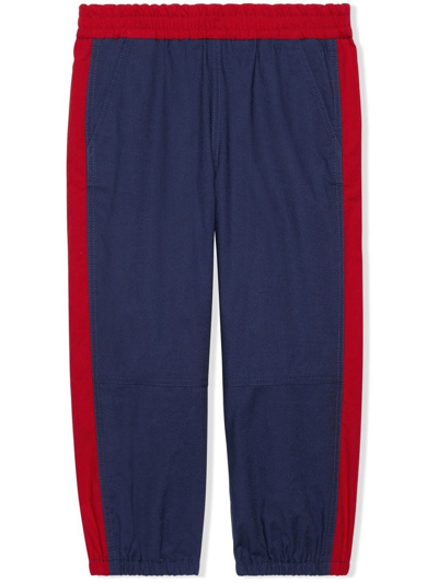 Gucci Kids Panelled Cotton Sweatpants In Blue
