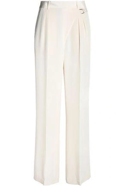 Alexander Wang T Belted Pleated Silk Wide-leg Pants In Ivory