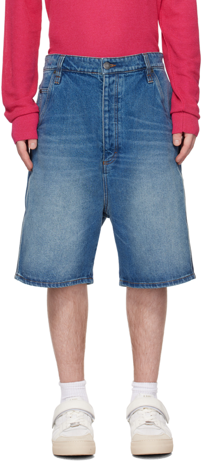 Ami Alexandre Mattiussi Alex Wide-leg Denim Shorts In Blue