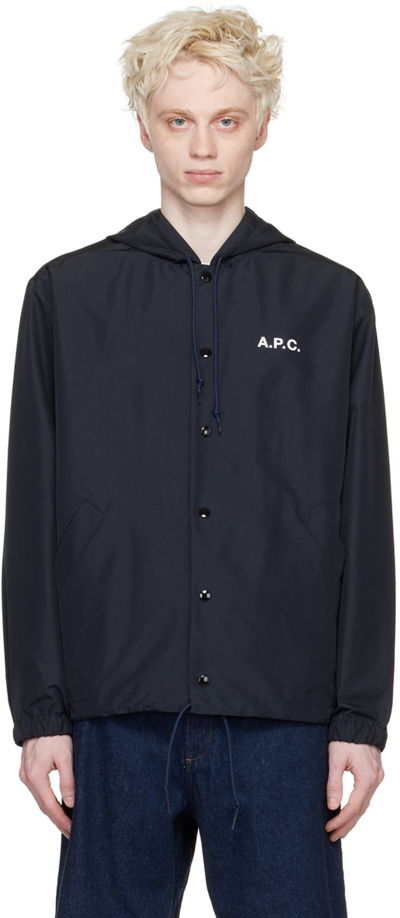 Apc Men's Greg Water-repellent Blouson Jacket In Navy