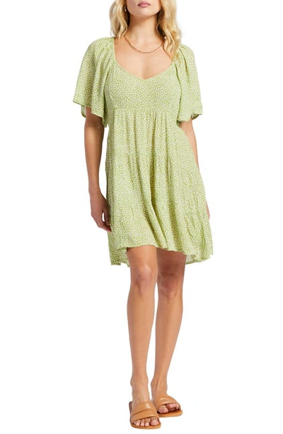 Billabong Take A Chance Floral Minidress In Moss Meadow | ModeSens