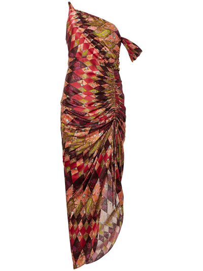 Cinq À Sept Elliana Print One-shoulder Silk Maxi Dress In Pale Rose Multi