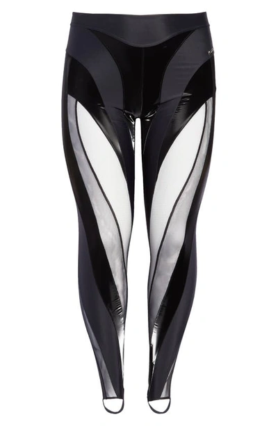 Mugler Sheer Spiral Leggings In Black