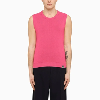 Martine Rose Crew-neck Knitted Waistcoat In Pink