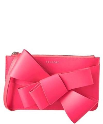 Delpozo Mini Bow Leather Clutch Bag In Pink