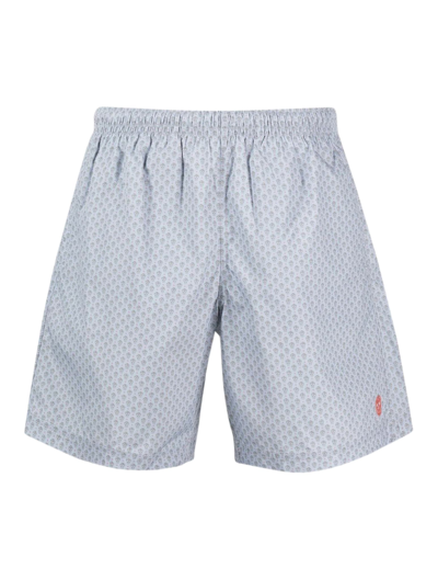Alexander Mcqueen Printed Nylon Swimming Shorts In Blue