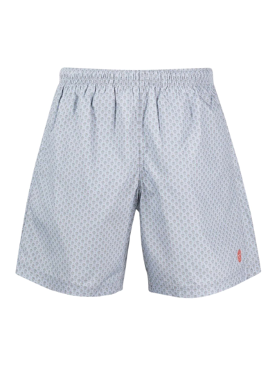 Alexander Mcqueen "dots Skull" Swimshorts In Light Blue