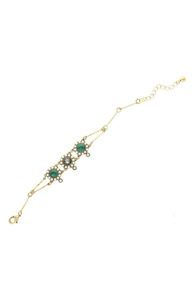 Olivia Welles Anika Stone Bracelet In Burnished Gold-emerald