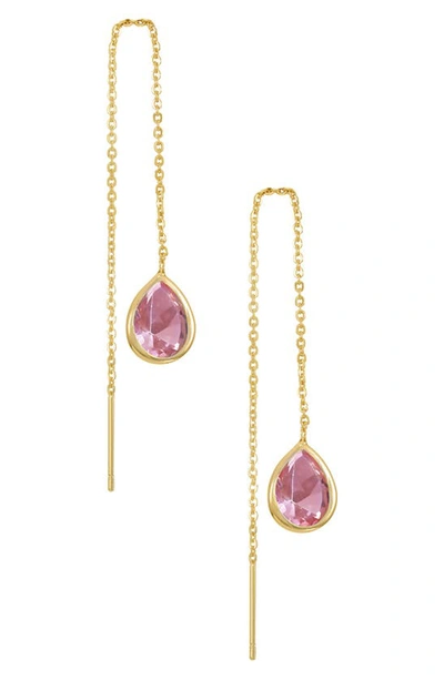 Ettika Cubic Zirconia Threader Earrings In Pink/gold