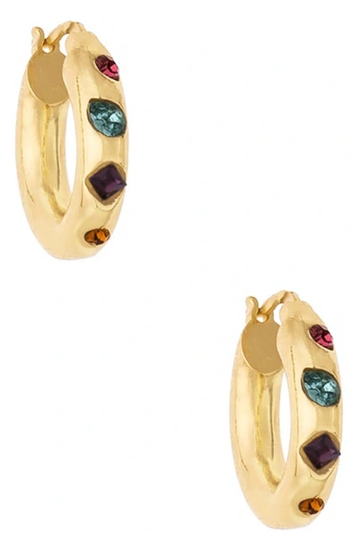Ettika Rainbow Crystal Hoop Earrings In Gold