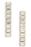 Shymi Emerald Cut Drop Earrings In Gold/ White
