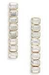 Shymi Emerald Cut Drop Earrings In Gold/white