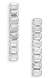 Shymi Emerald Cut Drop Earrings In Silver/ White