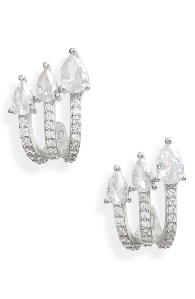 Shymi Pavé Cubic Zirconia Wrap Hoop Earrings In Silver/ White