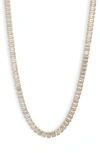 Shymi Emerald Cut Tennis Necklace In Gold/ White