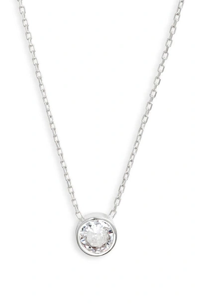 Shymi Mini Bezel Pendant Necklace In Silver/ White/round Cut