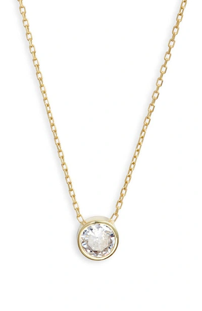 Shymi Mini Bezel Pendant Necklace In Gold/ White/round Cut