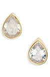Shymi Fancy Bezel Stud Earrings In Gold/ White/pear Cut