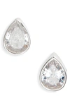 Shymi Fancy Bezel Stud Earrings In Silver/ White/pear Cut