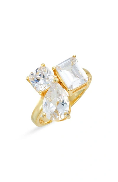 Shymi Cubic Zirconia Cocktail Ring In Gold/ White