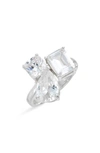 Shymi Cubic Zirconia Cocktail Ring In Silver/ White