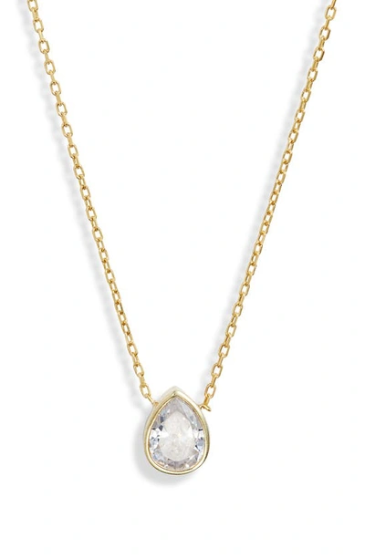 Shymi Mini Bezel Pendant Necklace In Gold/ White/pear Cut