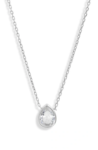 Shymi Mini Bezel Pendant Necklace In Silver/ White/pear Cut