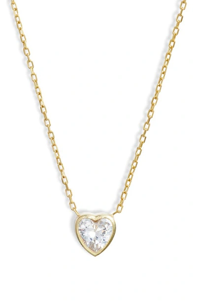 Shymi Mini Heart Bezel Pendant Necklace In Gold/ White/heart