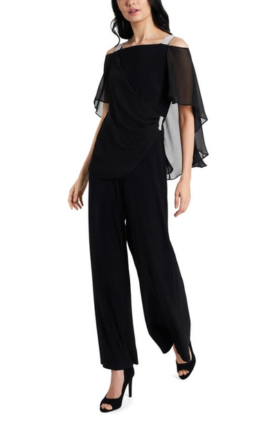 Chaus Rhinestone Trim Drape Jumpsuit In Black