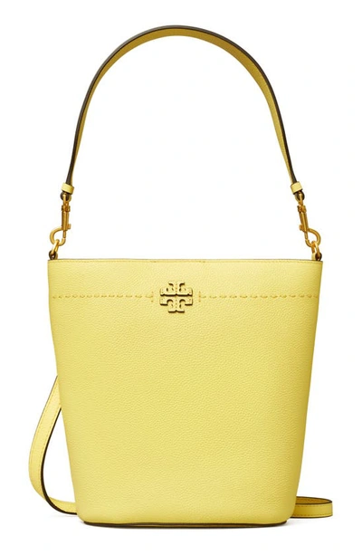 Tory Burch Mcgraw Leather Bucket Bag In Vintage Yellow