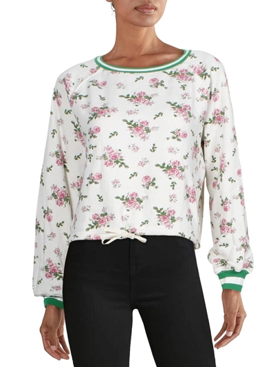Pam & Gela Womens Floral Comfy Sweatshirt In White
