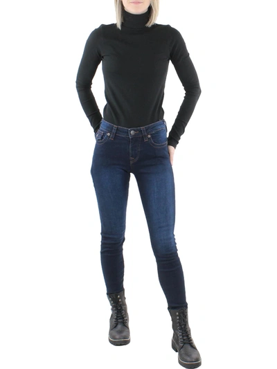 True Religion Jennie Curvy Womens Mid-rise Flap-pocket Cropped Jeans In Mountain Bluebird