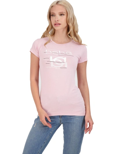 Bebe Womens Graphic Crewneck Logo T-shirt In Pink