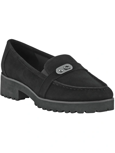 Easy Spirit Wendy Womens Suede Slip-on Loafers In Black