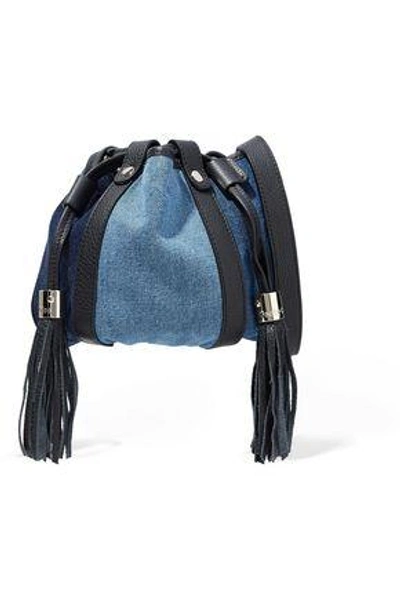 See By Chloé Woman Leather-trimmed Denim Shoulder Bag Mid Denim