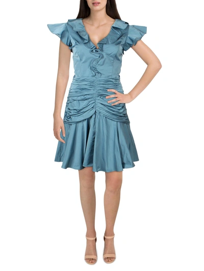 Flor Et.al Dante Womens Pleated Short Cocktail And Party Dress In Blue