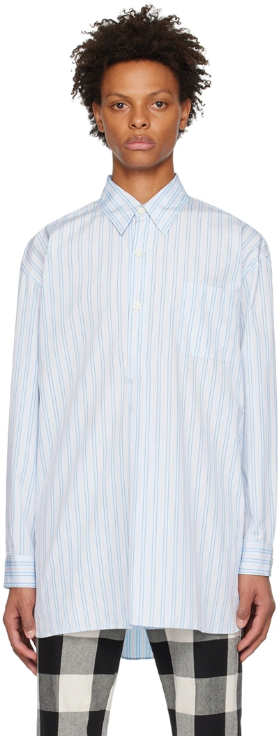Our Legacy Blue Popover Shirt In Bianco