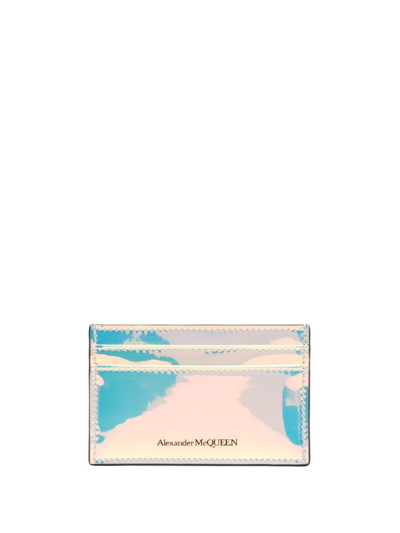 Alexander Mcqueen Holographic Leather Cardholder In Multicolour