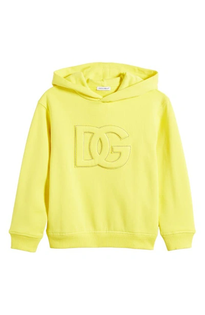 Dolce & Gabbana Kids' Embroidered Dg Hoodie In Giallo